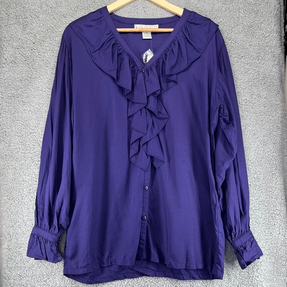 New York Style Tops Vintage 99s Lerner New York Purple Ruffle
